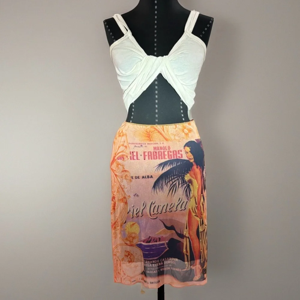 Stylish Graphic Pencil Skirt - Orange - Picture 1 of 8